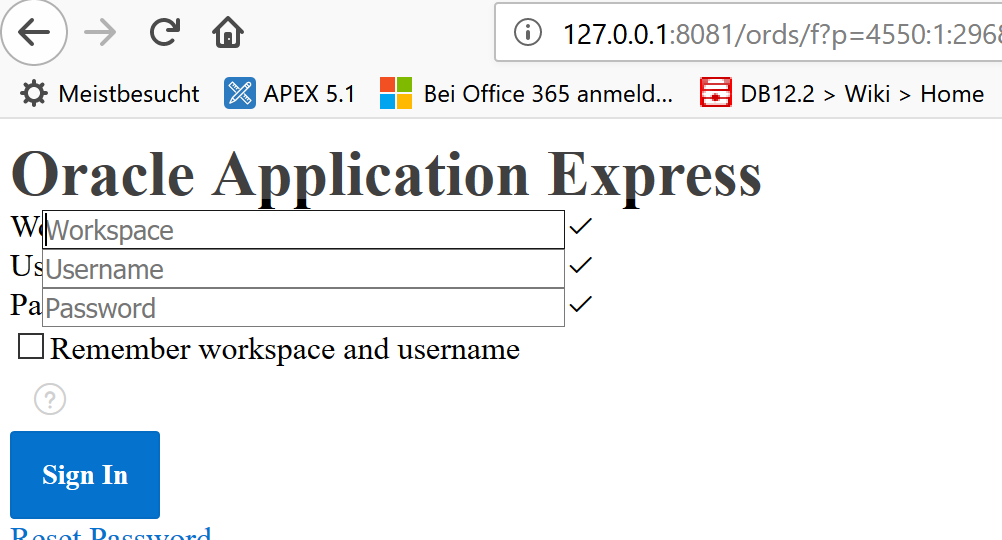 APEX Fehler ohne CSS